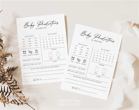 Editable Minimalist Baby Shower Predictions And Advice Card Modern