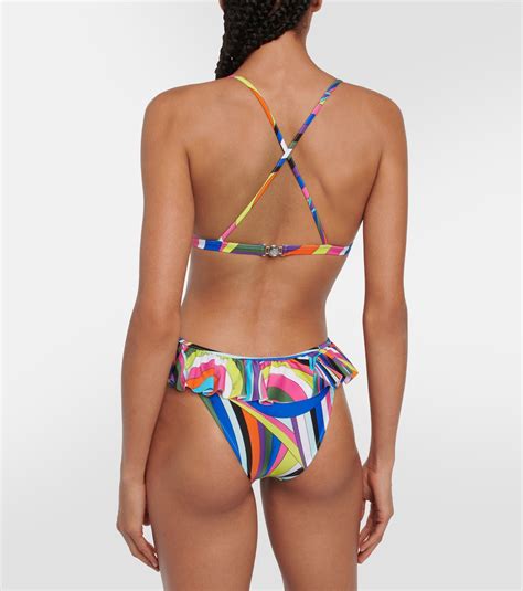 Iride Ruffled Bikini Top In Multicoloured Pucci Mytheresa