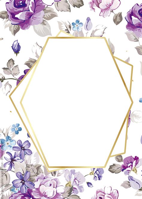 Free Printable Golden Floral Frame Invitation Templates Free