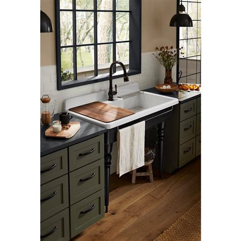 Kohler Farmstead Dual Mount Cast Iron 45 In Single Bowl Kitchen Sink