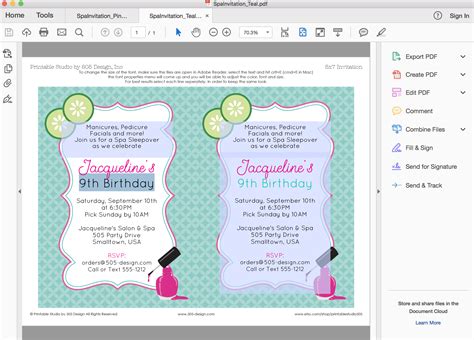 Spa Party Invitation - Printable Spa Invitation in Aqua - Printable Studio