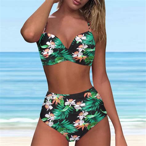 Ykohkofe Two Piece Swimsuit For Women Sexy Push Up Halter String High