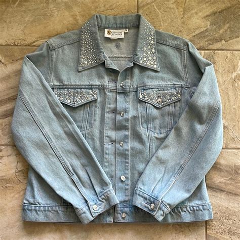 Christine Alexander Cotton Sparkle Sequins Jean Jacket Gem