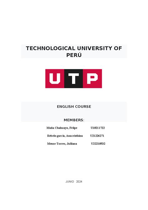 Tarea Ingles 1 09 06 24 Ingles Tarea TECHNOLOGICAL UNIVERSITY OF