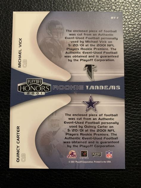 Michael Vick Quincy Carter Playoff Honors Rookie Tandems Dual Gu