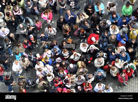 Crowd Of People Viewed From Above Stock Photo Alamy