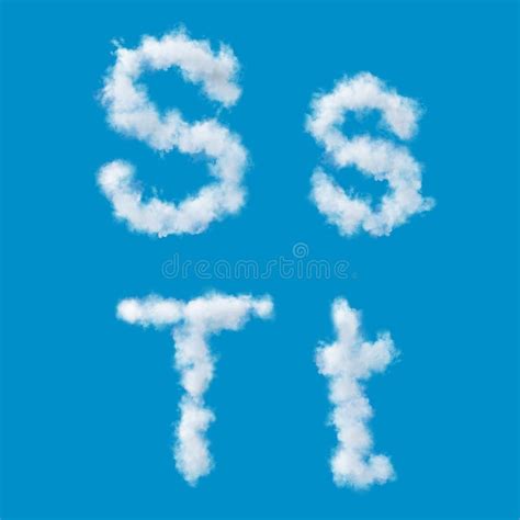 White Alphabet Made of Clouds on a Blue Sky, Uppercase and Lowercase ...