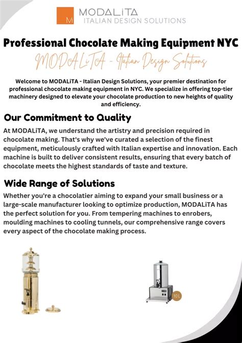 PPT Premium Professional Chocolate Making Equipment NYC MODALiTA