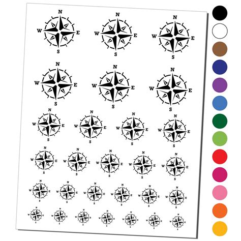 Vintage Nautical Compass Rose Water Resistant Temporary Tattoo Set Fake Body Art Collection