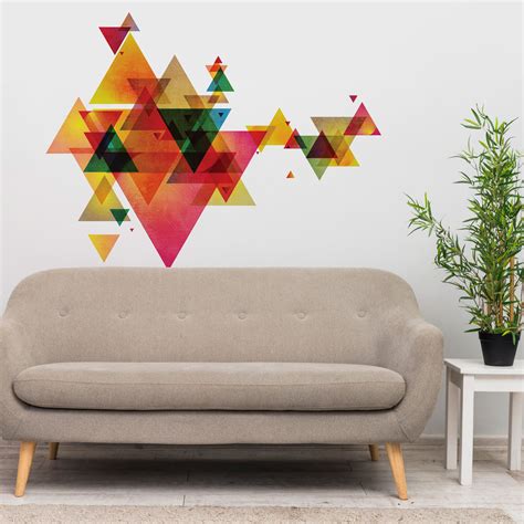 Triangle Decal Geometric Vinyl Decal Wall Art Mid Century Modern Decor Modernist Abstract