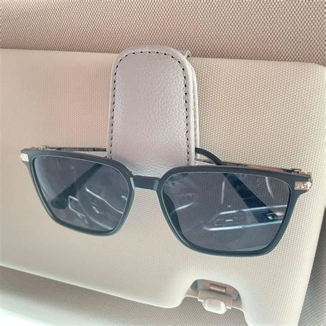 Cmwwyfc 2pcs Sunglass Holder For Car Magnetic Leather