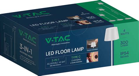 VT-7009: LED floor lamp with rechargeable battery, 4 W, 300 lm, 3000 K ...