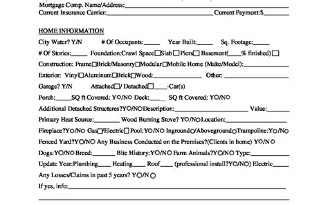 Fillable Home Quote Sheet Updated Arbury Insurance Agency