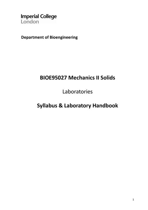 Mechanics Ii Solids Laboratory Syllabus Department Of