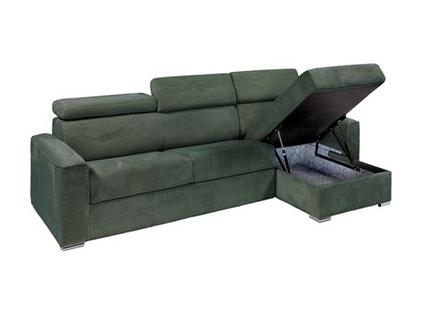 Sof De Canto Convert Vel Veludo Canelado Verde Cama Cm Colch O