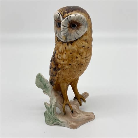 Vintage Barn Owl Ceramic Figurine Goebel Handpainted Owl On Tree