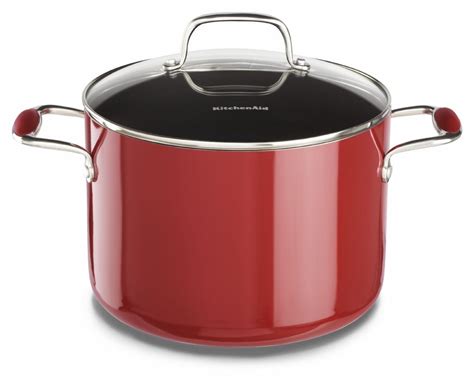 Kitchenaid Kca80scer Aluminum Nonstick 80 Quart Stockpot With Lid Cookware Empire Red To