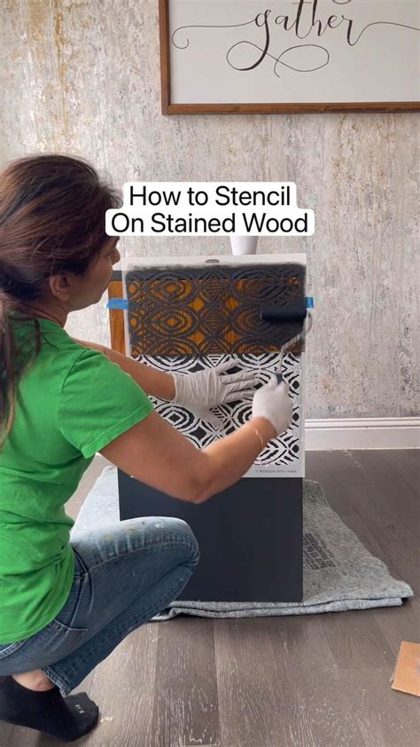 How To Stencil On Stained Wood Stenciled Furniture Stenciling On Wood