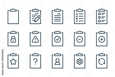 Checklist And Taskboard Related Line Icons Clipboard Review And