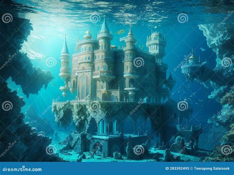 Underwater Palace With Colorful Coral And Fish Generative Ai