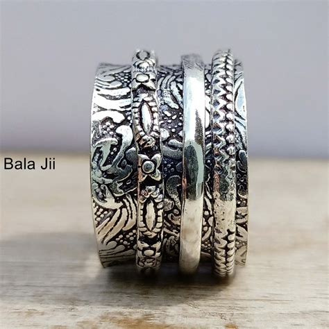 925 Sterling Silver Spinner Ring Handmade Ring Anxiety Ring Etsy