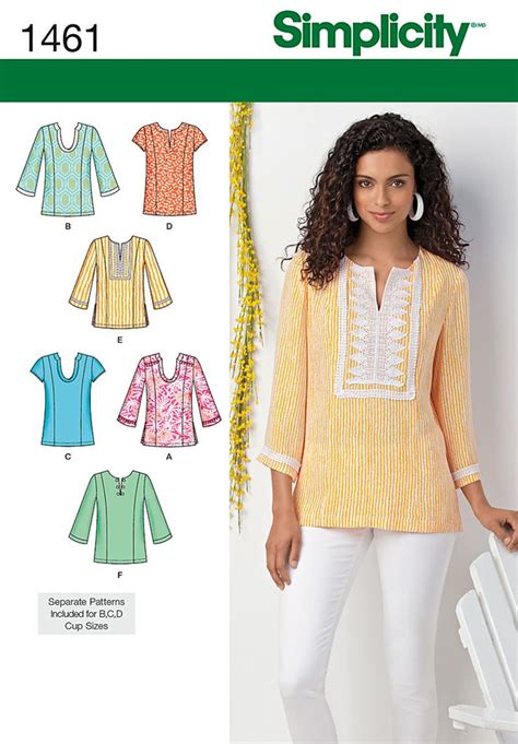 Simplicity Pattern Misses And Plus Tunic With Neckline And Sleeve