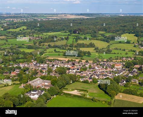 Aerial drone photo of the dutch town Epen. Epen is located between the beautiful hills and ...