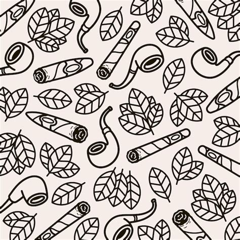 Premium Vector Tobacco Leaf Background Pattern Set Collection Icon