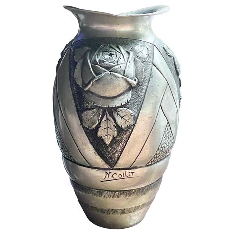 Antique Parisian Noel Collet Deep Relief Pewter Vase At 1stDibs Etain