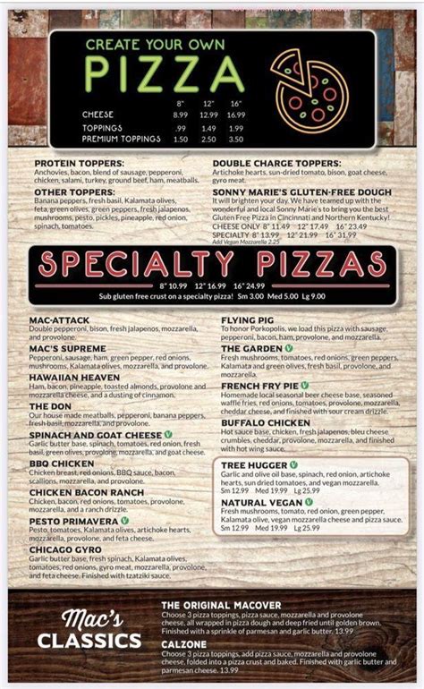 Online Menu of Mac's Pizza Pub Blue Ash Restaurant, Cincinnati, Ohio, 45242 - Zmenu