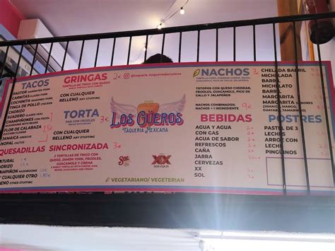 Menu At Taqueria Los G Eros Restaurant Barcelona