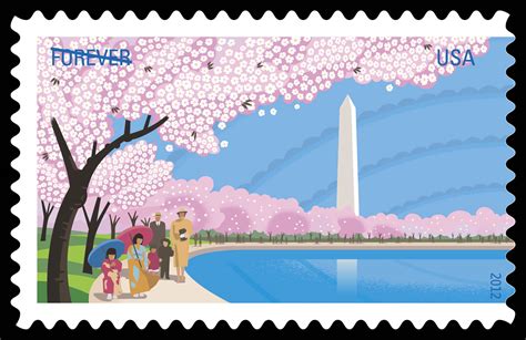 Cherry Blossoms With Washington Monument United States Postage Stamp