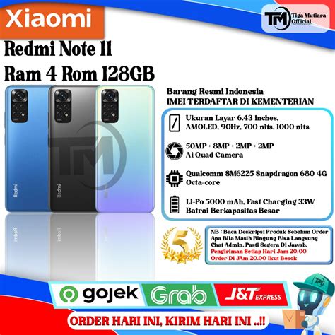 Jual Xiaomi Redmi Note 11 Ram 4GB 6GB Rom 128GB Segel Original