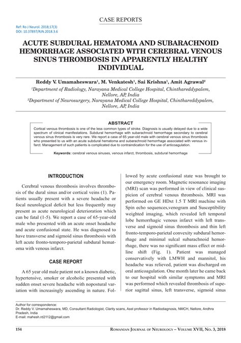 PDF Acute Subdural Hematoma And Subarachnoid Hemorrhage Associated