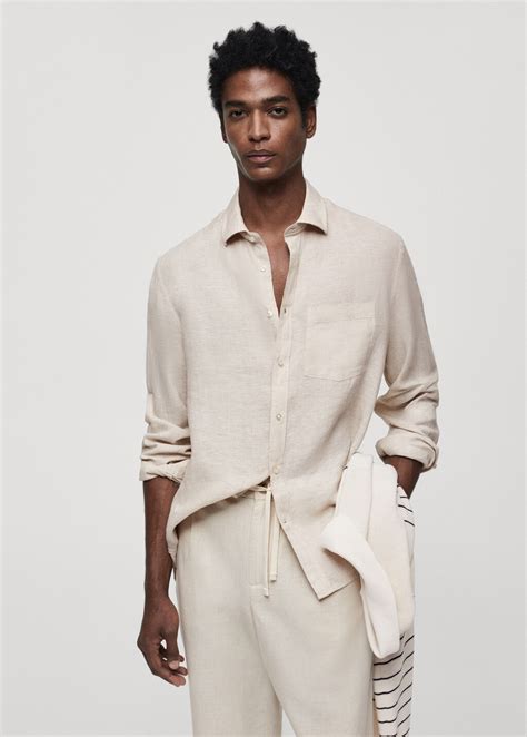 Рубашка classic fit 100% лен - Мужчины | MANGO Россия (Российская ...