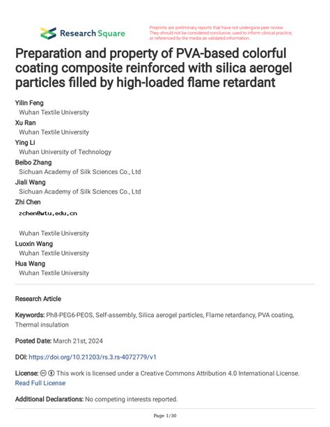 Pdf Preparation And Property Of Pva Based Colorful Coating Composite