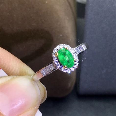 Genuine Emerald Engagement Ring For Women 18k White Gold Etsy