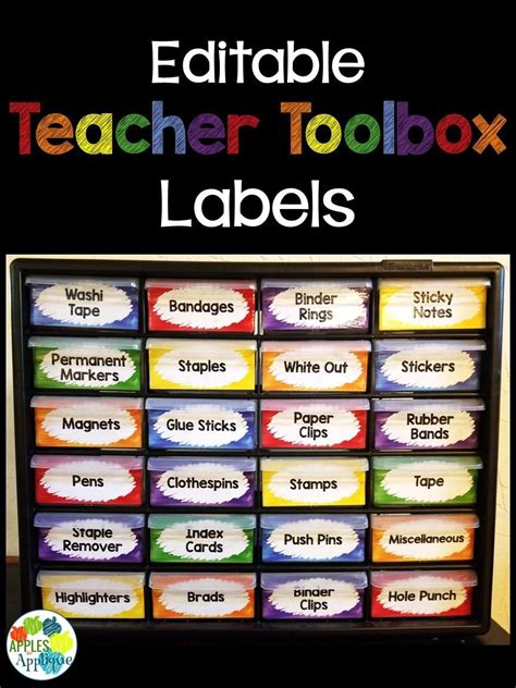 Editable Teacher Toolbox Labels In A Gorgeous Rainbow Theme Teacher