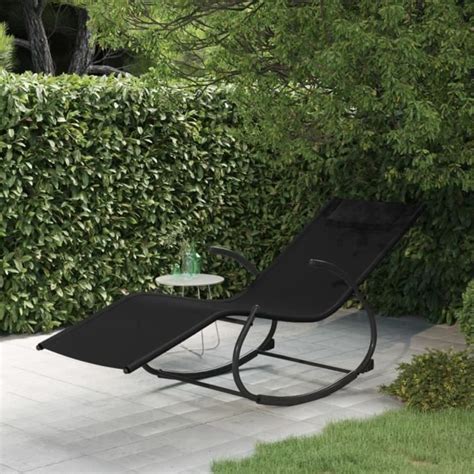 Fdit Chaise Longue Bascule Noir Acier Et Textil Ne Fdi