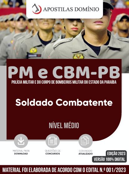 Apostila PM E CBM PB 2023 Soldado Combatente APOSTILAS POR ESTADO