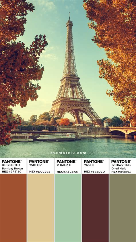 Seine In Paris With Eiffel Tower In Autumn Time Pantone Instagram Color