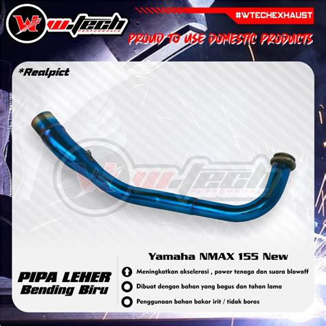 Jual Pipa Leher Knalpot Yamaha Nmax New Bending Biru Stainless