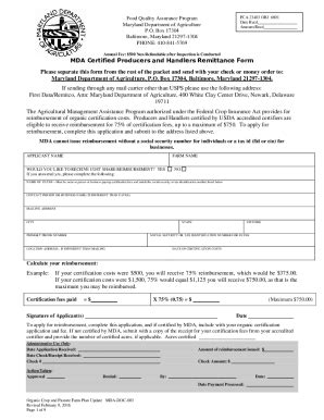 Fillable Online Mda Maryland MDA DOC 018Handlerapplication Doc Food