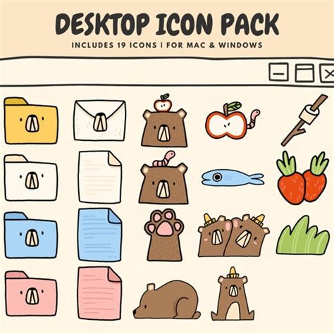 Cat Doodle Theme Computer Desktop Icon Folder Pack For Mac Etsy