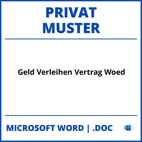 Privat Geld Verleihen Vertrag Muster Woed Word