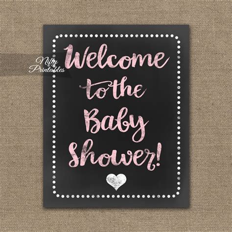 Baby Shower Welcome Sign Pink Chalkboard Nifty Printables