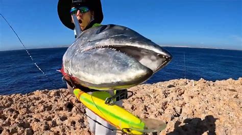 Bagging A 20kg Spanish Mackerel Land Based Fishing Off The Cliffs Of