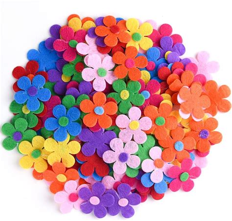 Coopay 120 Pieces Felt Flowers Fabric Flower Embellishments Assorted Colors For Diy