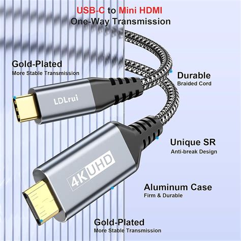 Usb C To Mini Hdmi Cable 5ft4k60hz Type C To Mini Hdmi 20 Hdr Cord