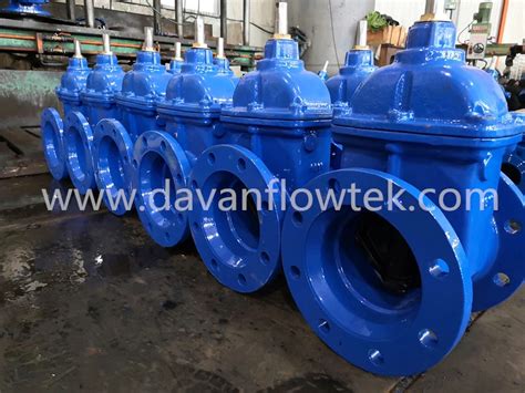 Rubber Wedge Cast Ductile Iron Ggg40 Blue Flanged Resilient Seat Rising Stem Handwheel Operated